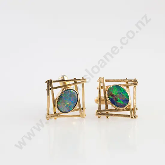 Pair 9ct Opal Cuff-Links
