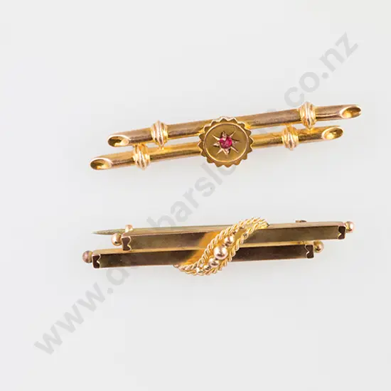Two Victorian 9ct Bar Brooches