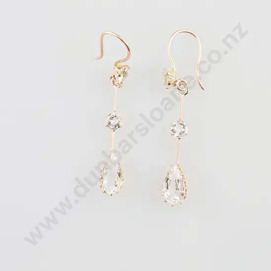 Pair Victorian 9ct Aquamarine Pendant Drop Earrings