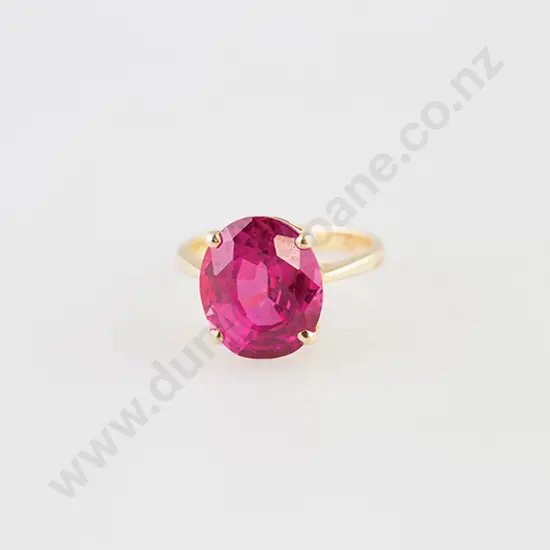 18ct SIngle Stone Synthetic Ruby Dress Ring