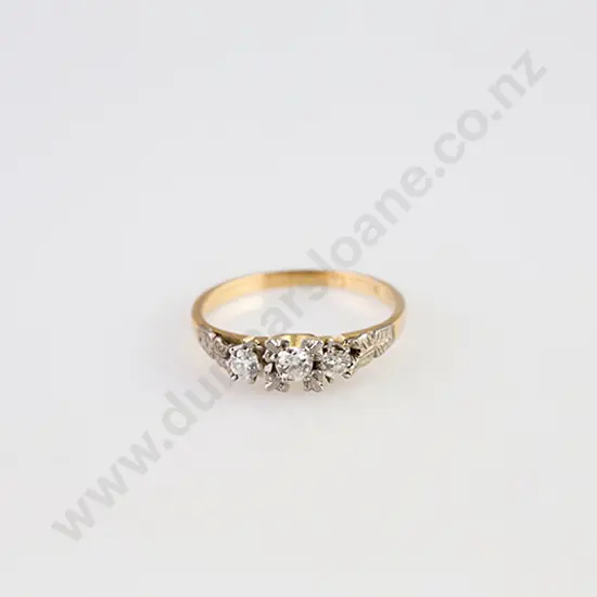 18ct & Platinum Three Stone Diamond Bridge Ring