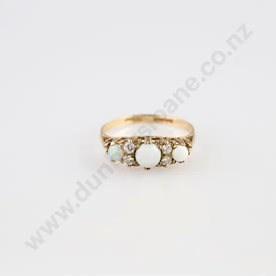 18ct Three Stone Milk Opal Bridge Ring