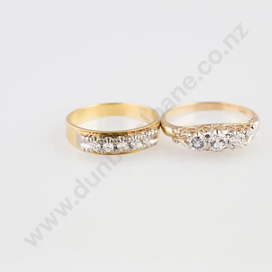 18ct Five Stone Diamond Eternity Band and Sapphire Ring