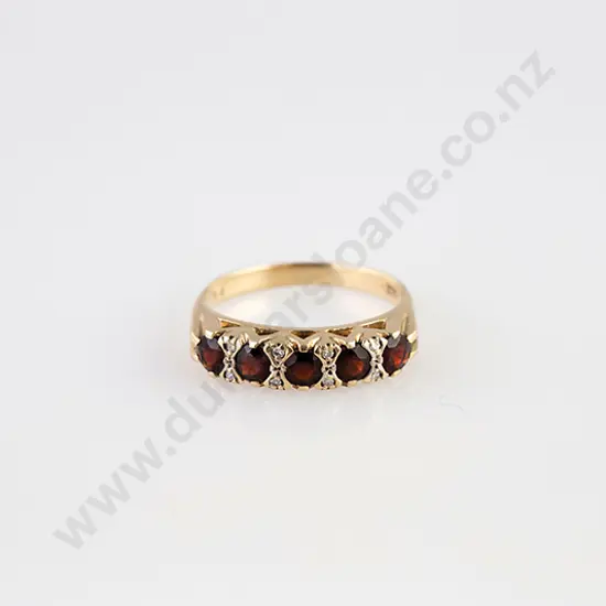 9ct Five Stone Garnet Bridge Ring