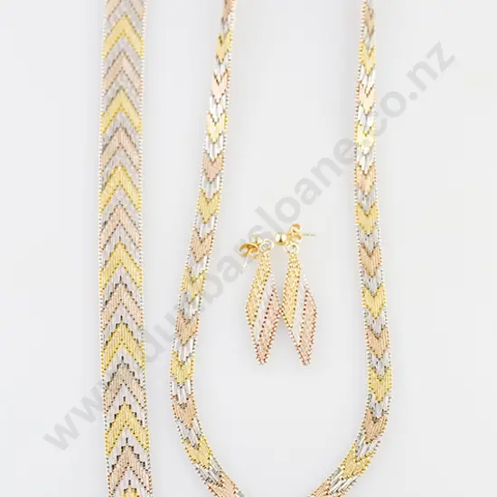 .925 Silver Tri-Colour Necklet