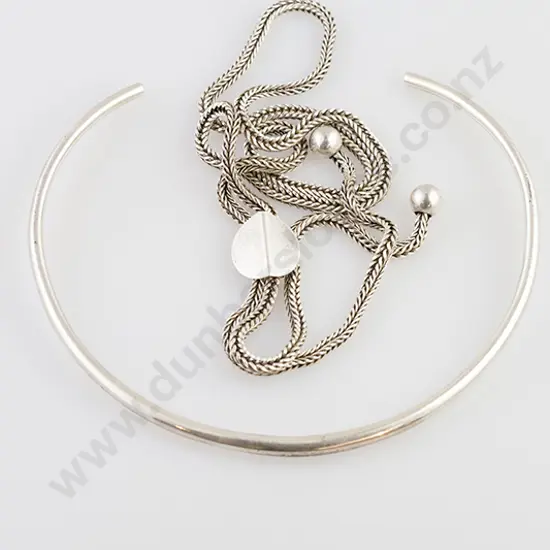 .925 Heavy Silver Plain Neck Choker and Necklace