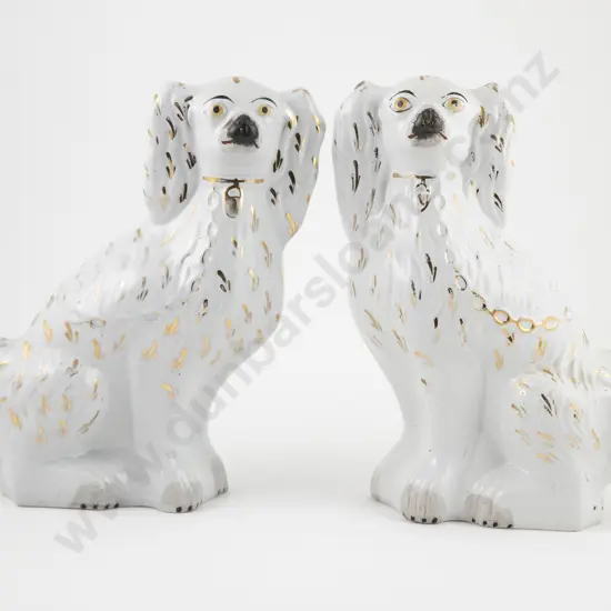 Pair Late Victorian Staffordshire Mantel Dogs