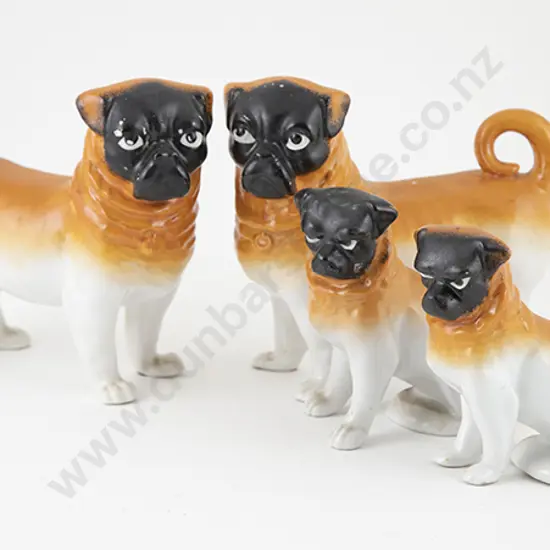 Group Four Late Victorian Pug Dog Models