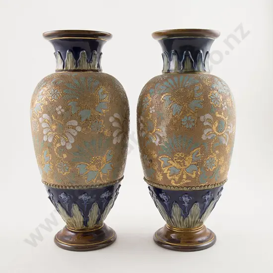 Pair of Doulton Stoneware Mantel Vases