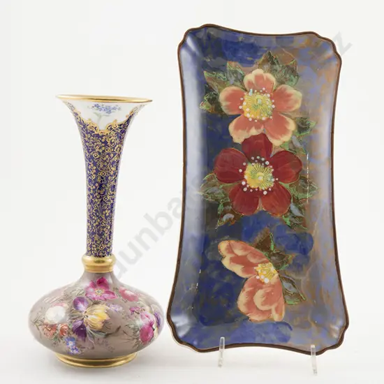 Royal Doulton Floral Painted Sandwich Tray and Vase