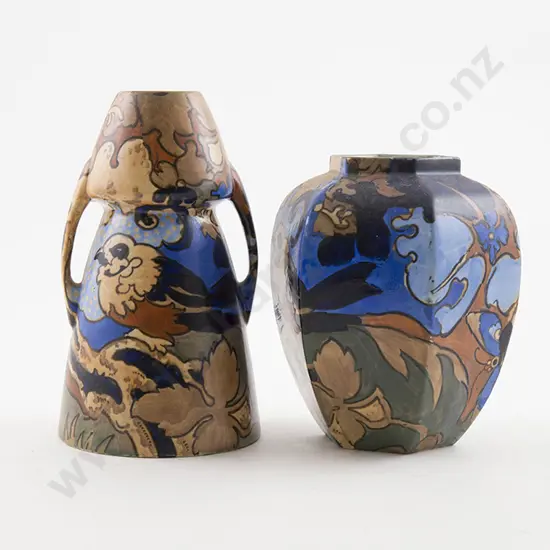 Two Bursley Ware Art Deco Vases "Amstel" design by Frederick Rhead