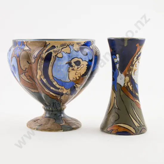 Bursley Ware Art Deco Rose Bowl and Vase "Amstel" design by Frederick Rhead