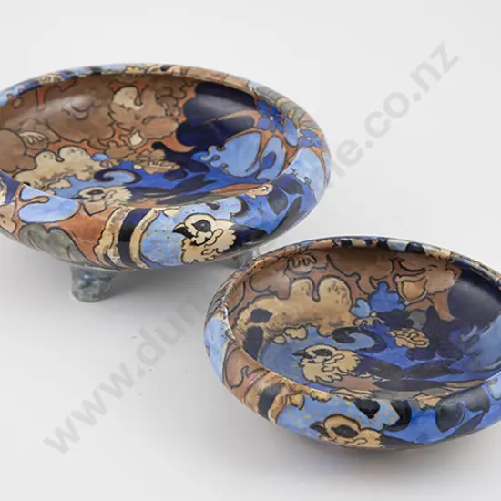 Two Bursley Ware Art Deco Shallow Table Centre Bowls "Amstel" design by Frederick Rhead