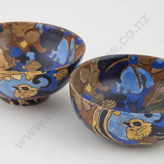 Two Bursley Ware Art Deco Fruit Bowls "Amstel" design by Frederick Rhead