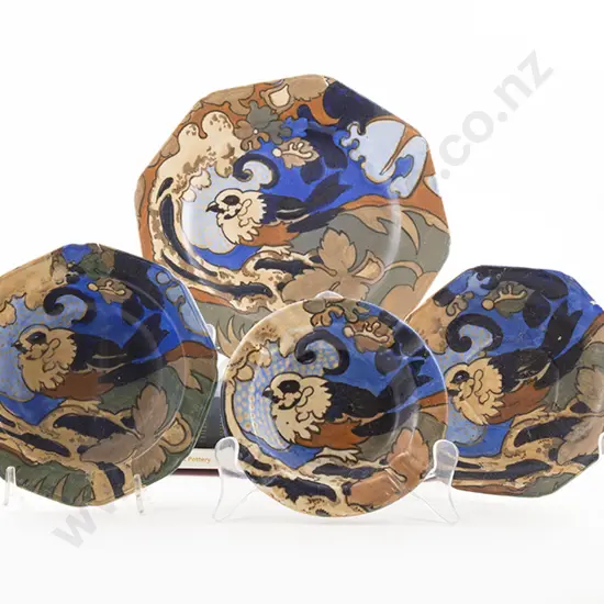 Four Various Bursley Ware Art Deco Dishes "Amstel" design by Frederick Rhead and Two Books