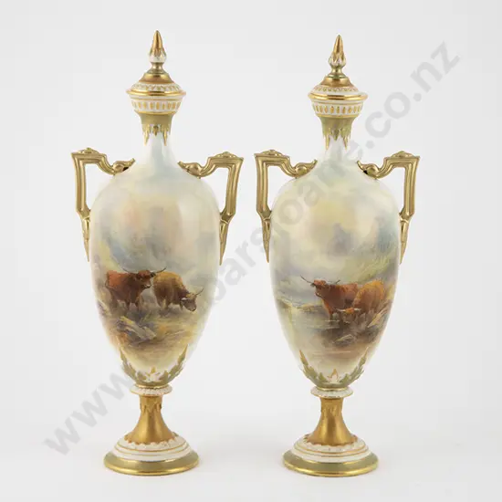 Pair Royal Worcester Vase and Covers