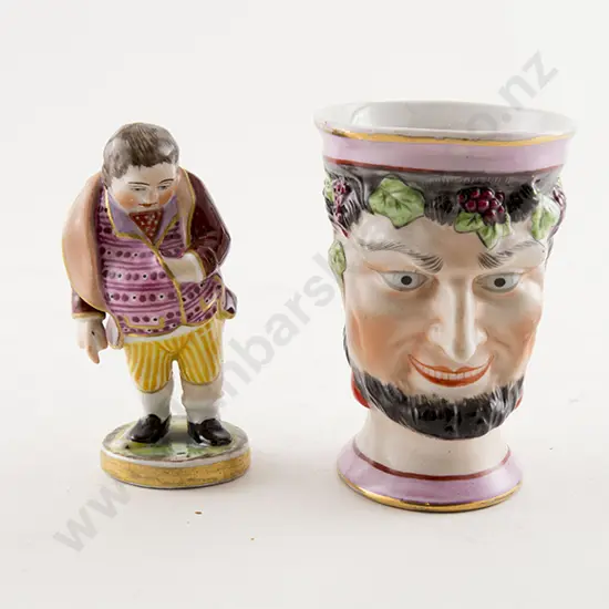 Derby Style Characterful Figure of Hunchback and Jug