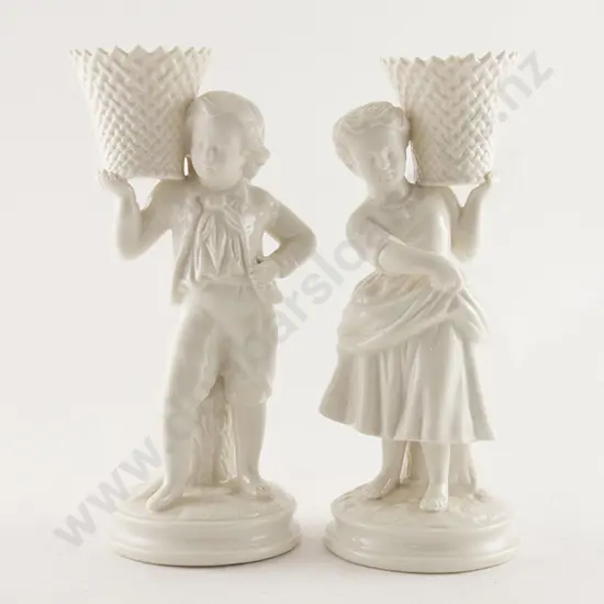 Pair Blue Mark Belleek Figures