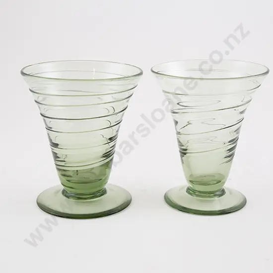 Pair Whitefriars 'Trailed Ribbon' Trumpet Vases