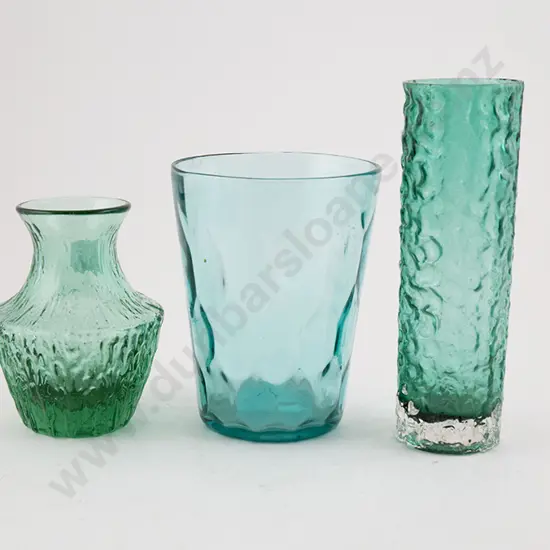 Three Whitefriars Sea Green Vases
