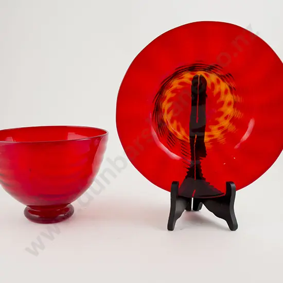 Two Whitefriars Ribbon Optical Bowls