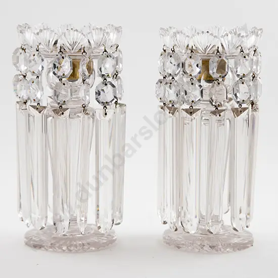 Pair Victorian Heavy Crystal Lustres