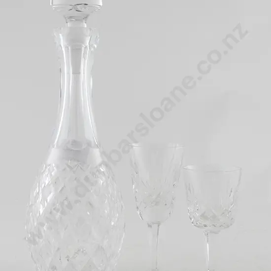 Waterford Alana Pattern Decanter, 12 goblets