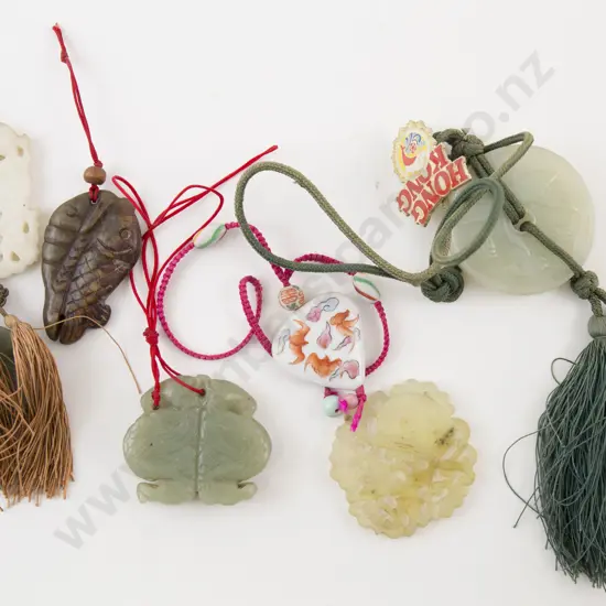 Collection of Five Jade Panels and VArious