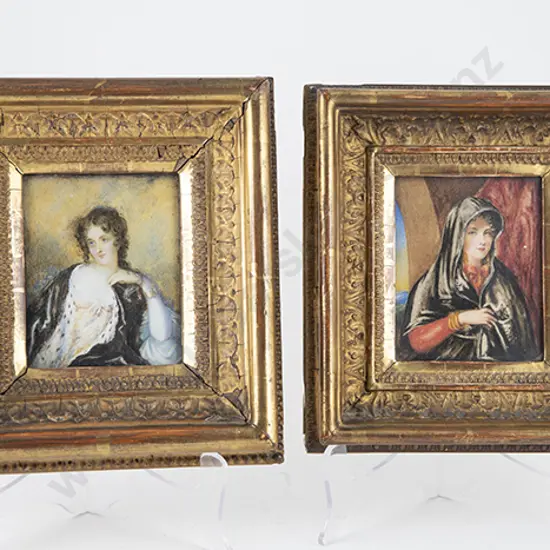 Pair Of Geo III Miniature Portraits Of  Young Women