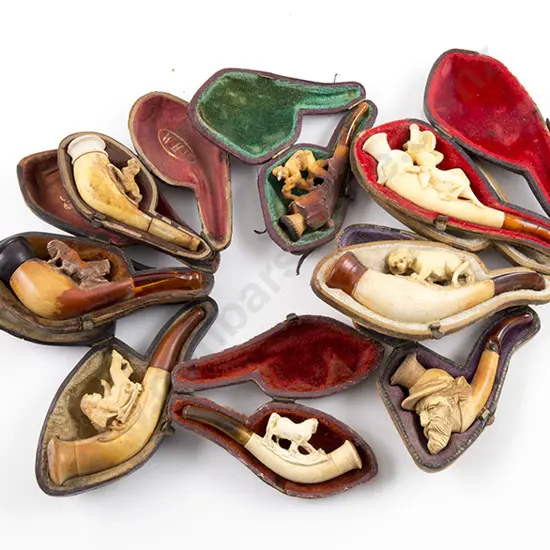 Eight Various Small Meerschaum Pipes