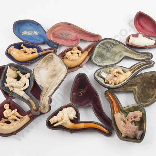 Eight Various Small Meerschaum Pipes