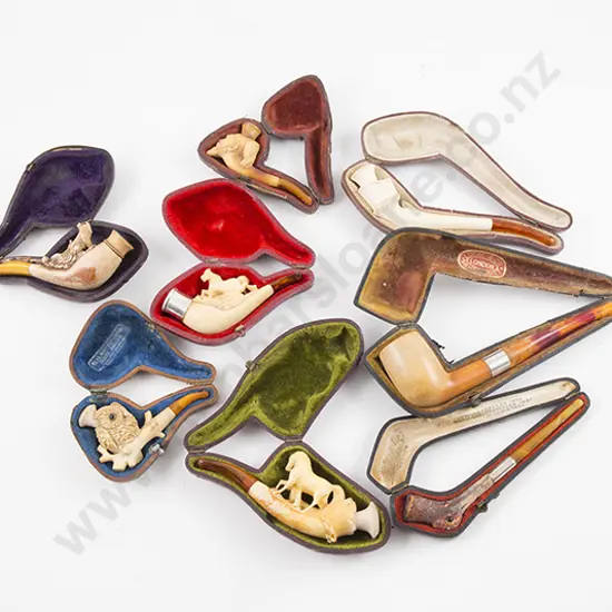 Eight Various Small Meerschaum Pipes