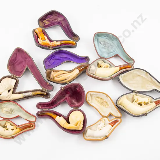 Eight Various Small Meerschaum Pipes