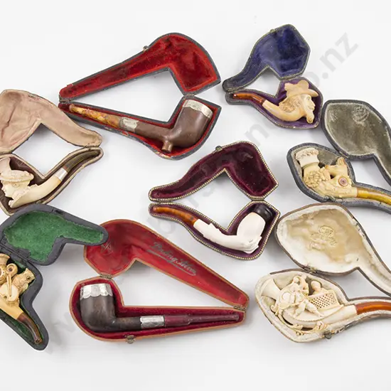 Eight Various Small Meerschaum Pipes