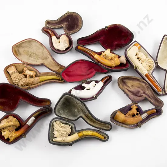 Eight Various Small Meerschaum Pipes