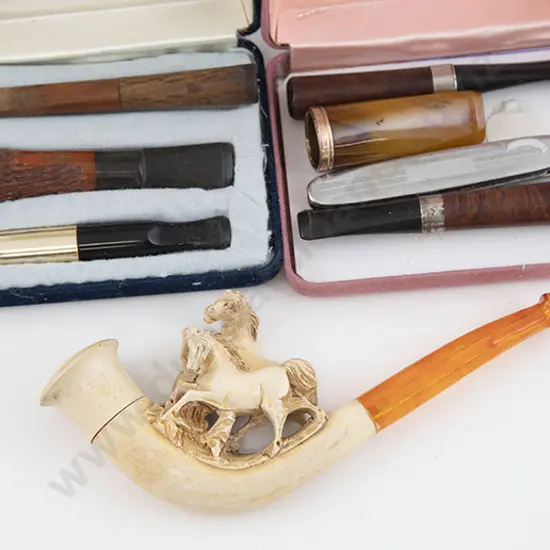 Meerschaum Pipe, Six Cig Holders & Tool