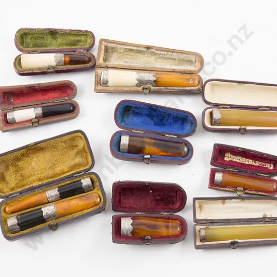 Ten Antique Cigarette/Cheroot Holders With S/S Mounts