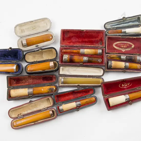 Eleven Silver & Two Gold Mounted Cigarette/Cheroot Holders