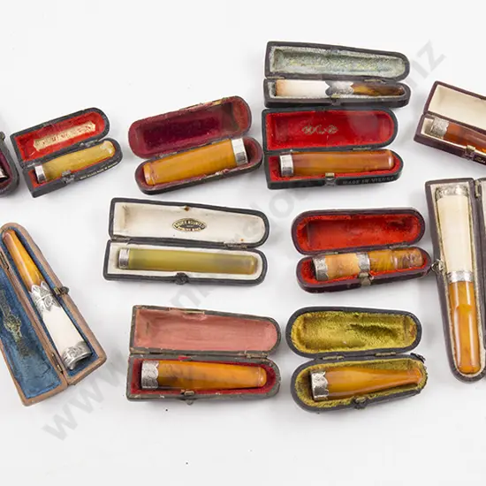 Twelve Various Cigarette/Cheroot Holders With Silver Mounts