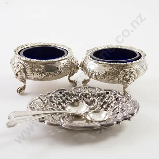 Pair Vict S/S Salts & Bon Bon Dishes