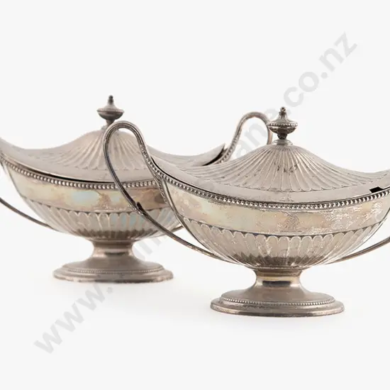 Fine Pair Of Geo III S/S Sauce Tureens