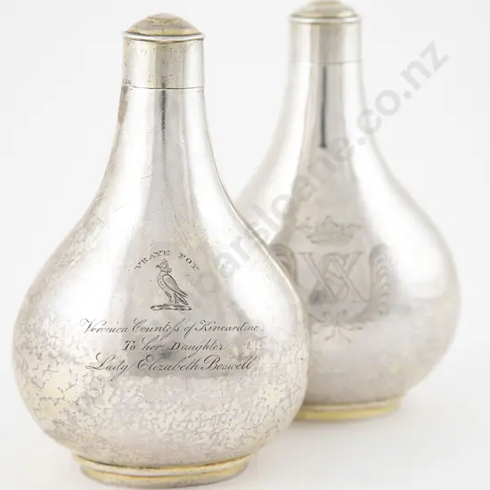 Exceptionally Rare Pair Of European Silver Pilgrim Flasks