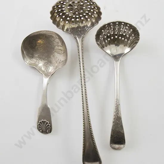 Geo III S/S Caddy Spoon & 2 Sifter Spoons