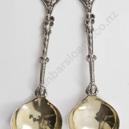 Pair Of Unmarked Silver Serving Spoons