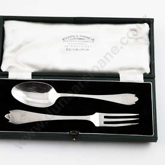 Geo V S/S Christening Set, Egg Cup & Spoon