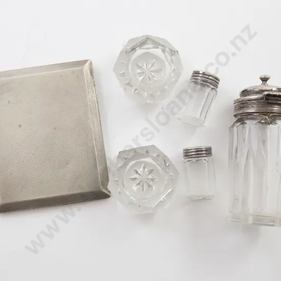 S/S Cigarette Case, & 5 Cruets