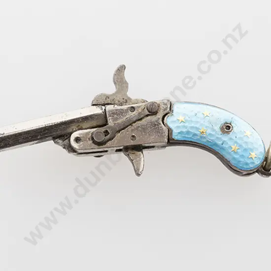 Miniature Enamel & Steel Percussion Pistol