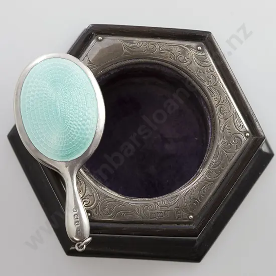 Miniature S/S & Enamel Hand Mirror & Ring holder