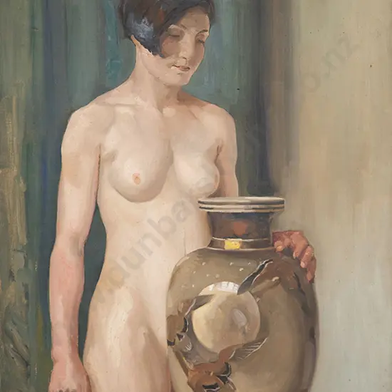 James F Scott -Female Nude with Oriental Vase