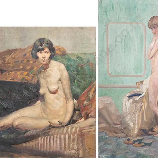 James F Scott  - Female Nude posed on couch & other (2)